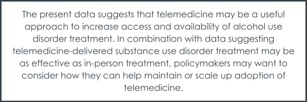 Patients with alcohol use disorders embraced telemedicine during the ...