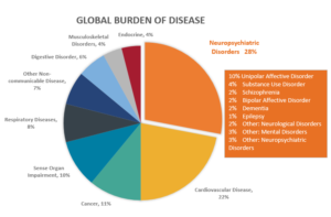 Pie chart on the impact of addiction globally