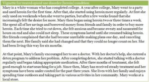 Vignette Addiction research table and chart